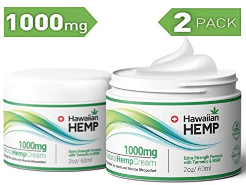 Hawiian 2Pk Hemp Cream Pain Relief Lotion 1000mg Prevent Joint Pain