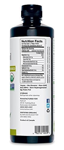 Ingredients of Nutiva Organic Cold-Pressed Unrefined Canadian Hemp Seed Oil