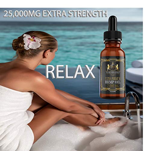 Relax with Pure Organics 25,000 MG Organic Hemp Oil Hemp Extract Supplement