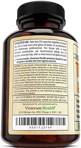 Vimerson Health Turmeric Curcumin Hemp Oil Powder Capsules label