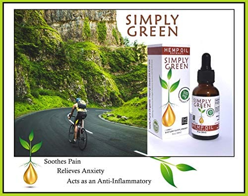 Biker with Simply Green Hemp Oil Extract Organic Liquid Hemp Seed Drops