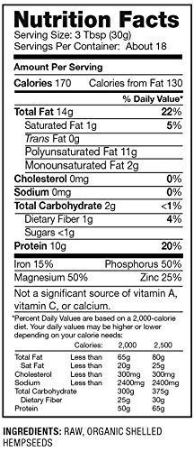 Nutiva Organic Raw Shelled Hempseed Non-GMO Canadian Hemp Label