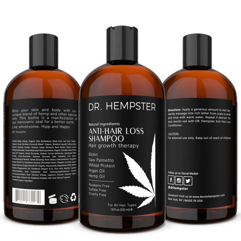 Dr Hempster Mens Womens Hair Loss Biotin Hemp Shampoo Thickens info